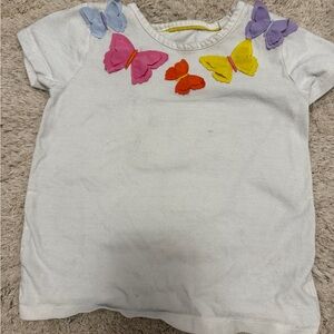 Boden Kids T-Shirt with Colorful Butterfly Accents - White